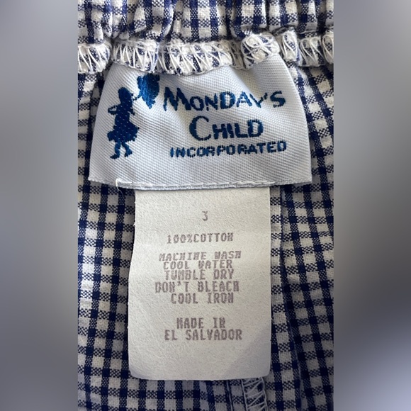 NWT Monday’s Child Gingham Blue and White Shorts Size 3 - Picture 8 of 9
